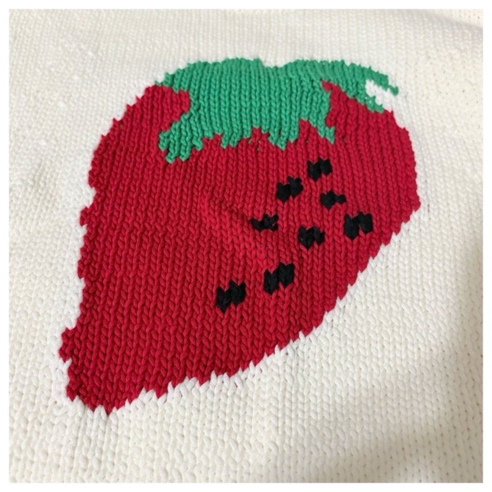 NWT Anthropologie Maeve The Pippa Crew-Neck Strawberry Sweater Cap-Sleeve XL - Picture 6 of 14